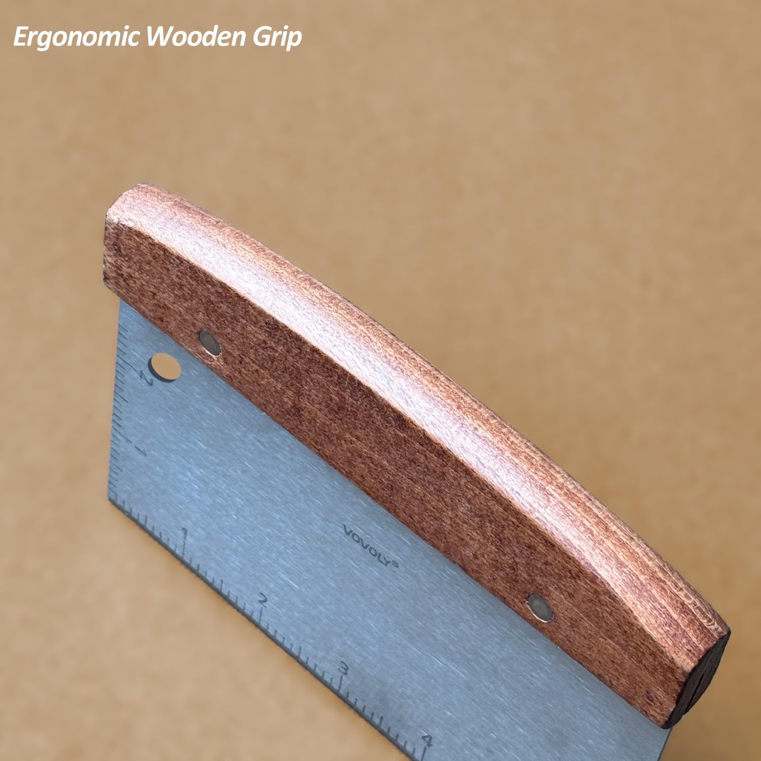 Vovoly Multipurpose Bench Scraper Kitchen Utensil Dough Scraper_Wooden Grip