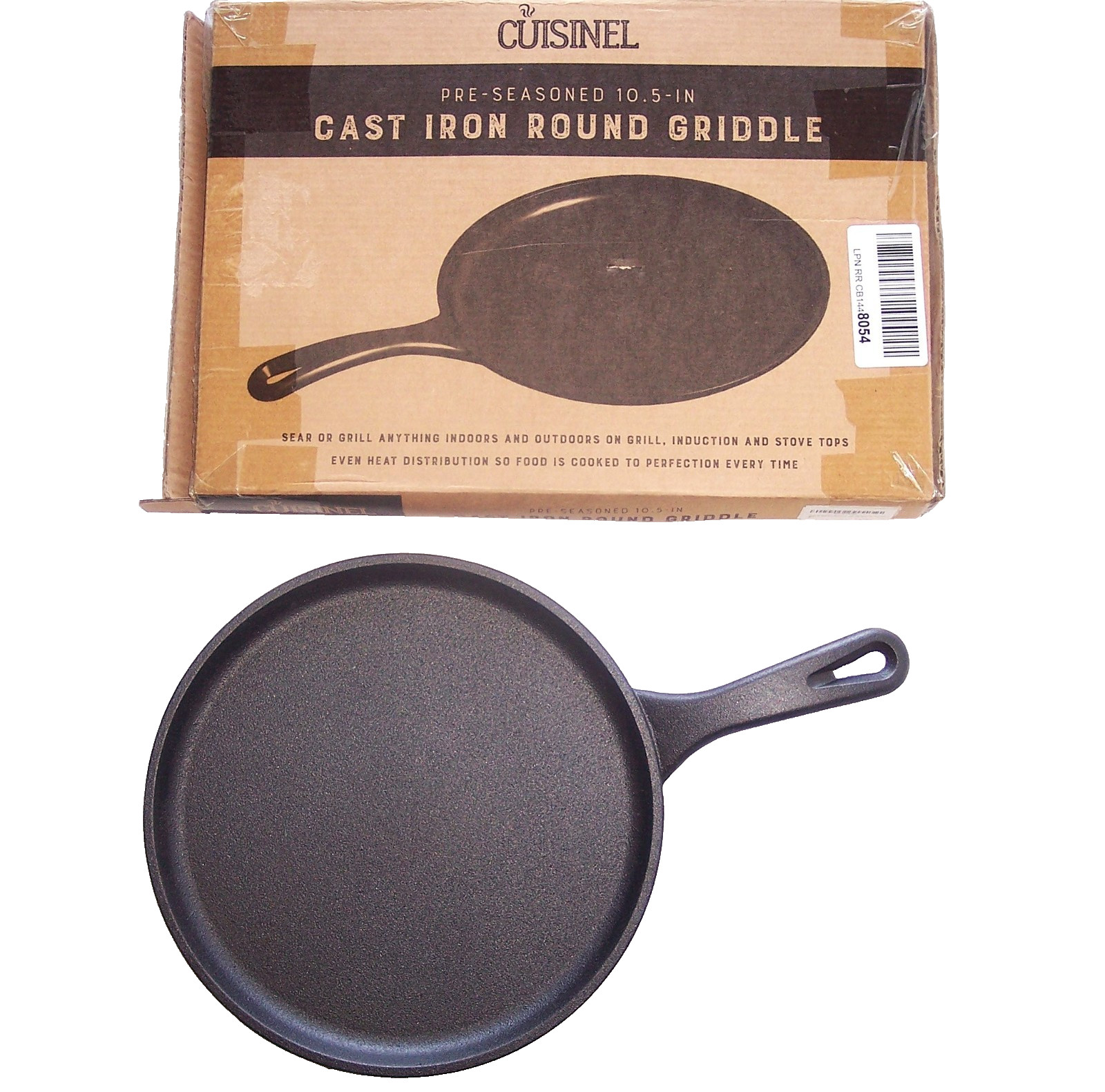 NEW Cuisinel Pre-Seasoned Cast Iron 10.5″ Griddle Pan Indoor Outdoor