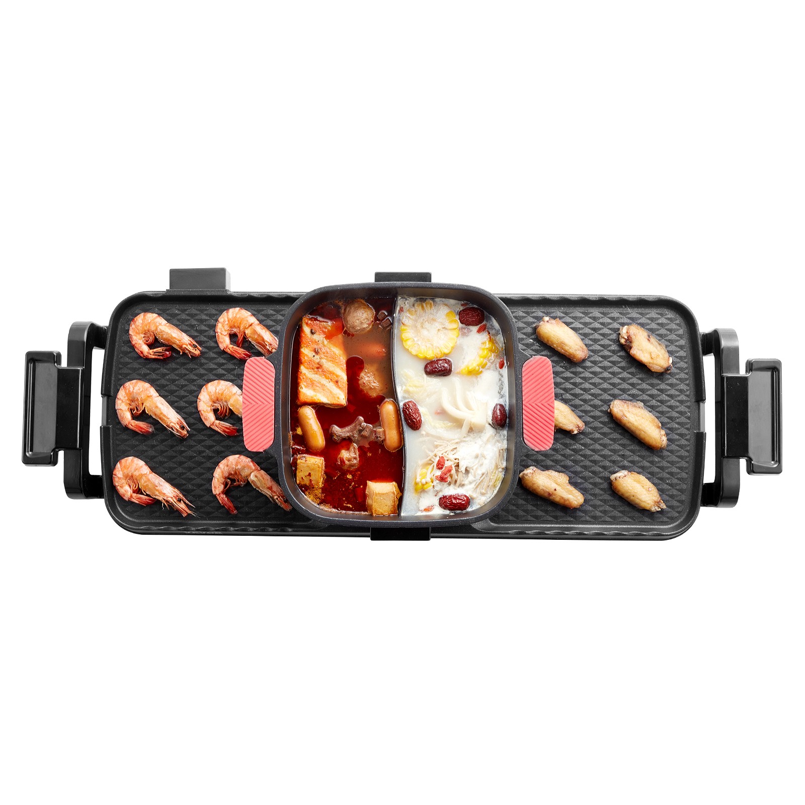 VEVOR Hot Pot with Grill 2300W 2-in-1 Electric Smokeless BBQ Pan with Removable