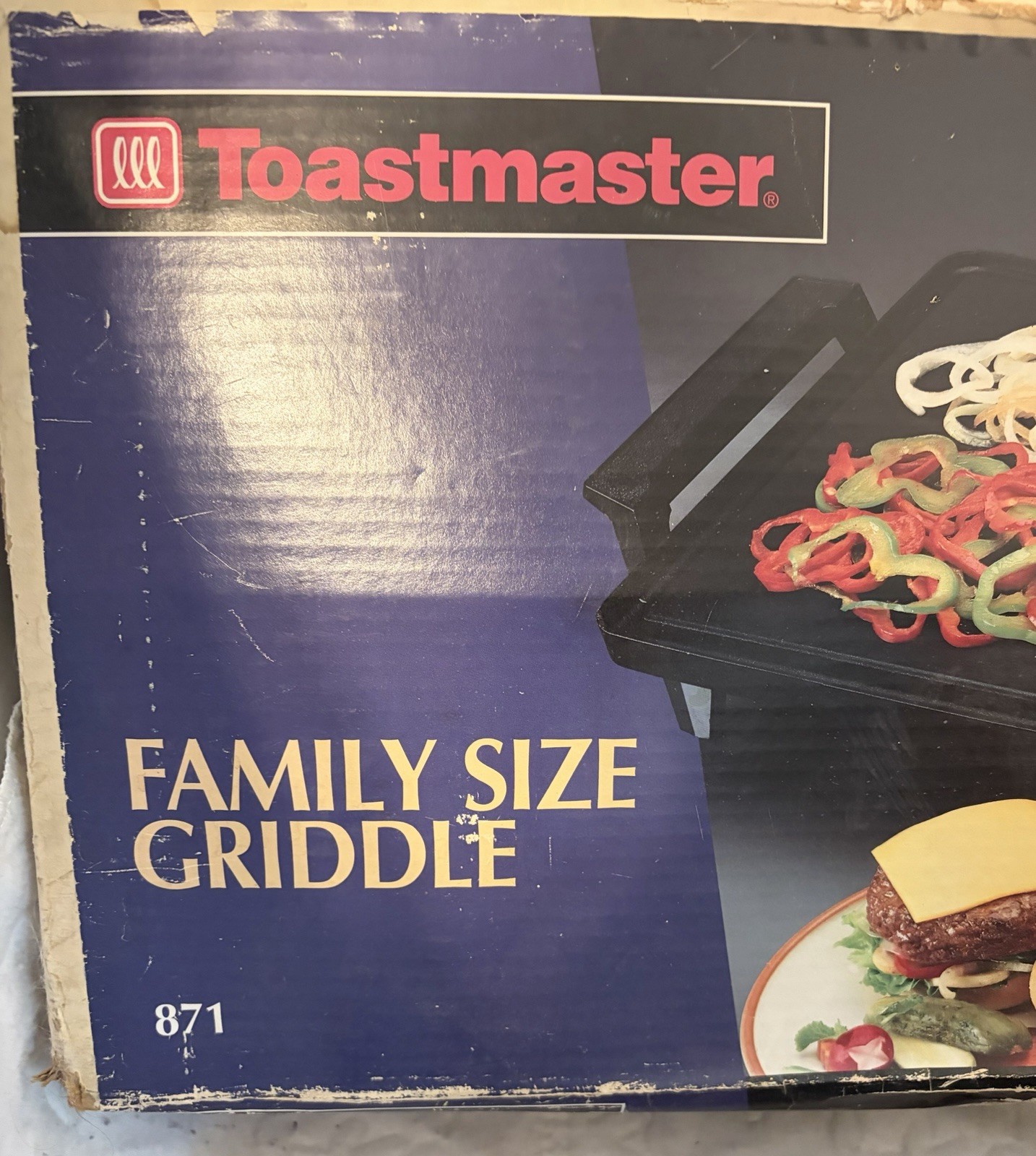 Toastmaster FAMILY SIZE GRIDDLE Model 871 USA – 12 x 21.5 top – in BOX – NICE!