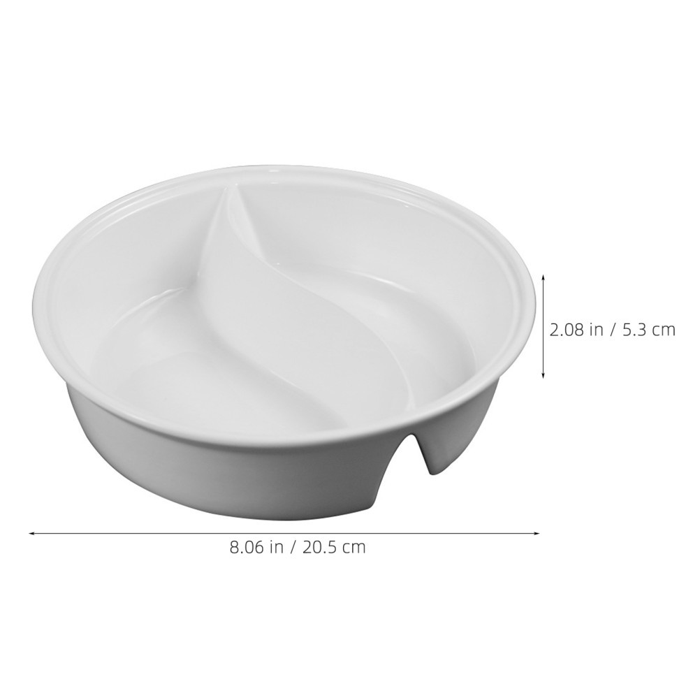 Ceramic Portion Control Dinner Bowl Microwave Safe with Dry Wet Separation White