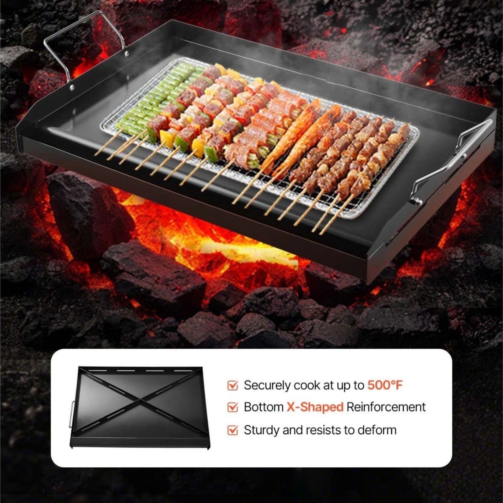 24×16 in Flat Top Griddle Carbon Steel Universal BBQ Grill Pan Cookware