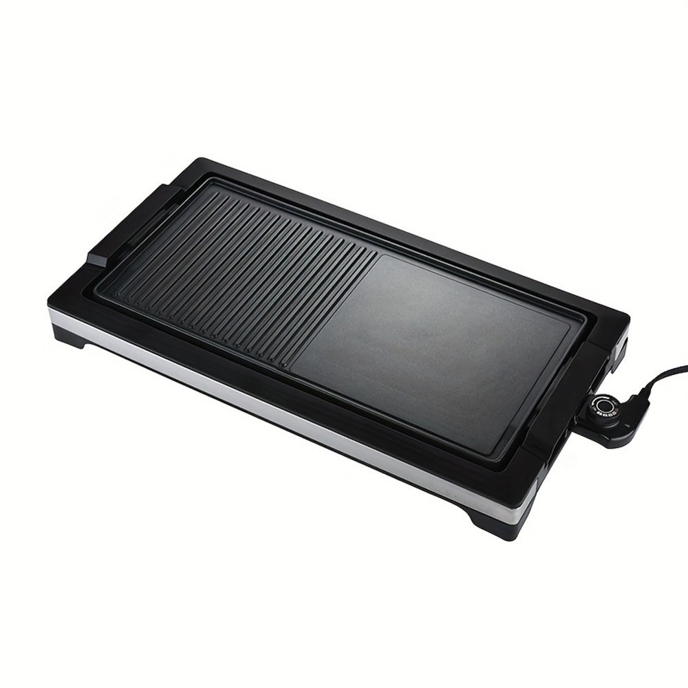 1800W 2 in1 Electric Griddle Non Stick Cool Touch BBQ Eggs Bacon Pancake Cooker