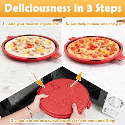 9.5 in Microwave Sandwich Maker, Non-Stick Pizza and Bacon Cooker | Large Red