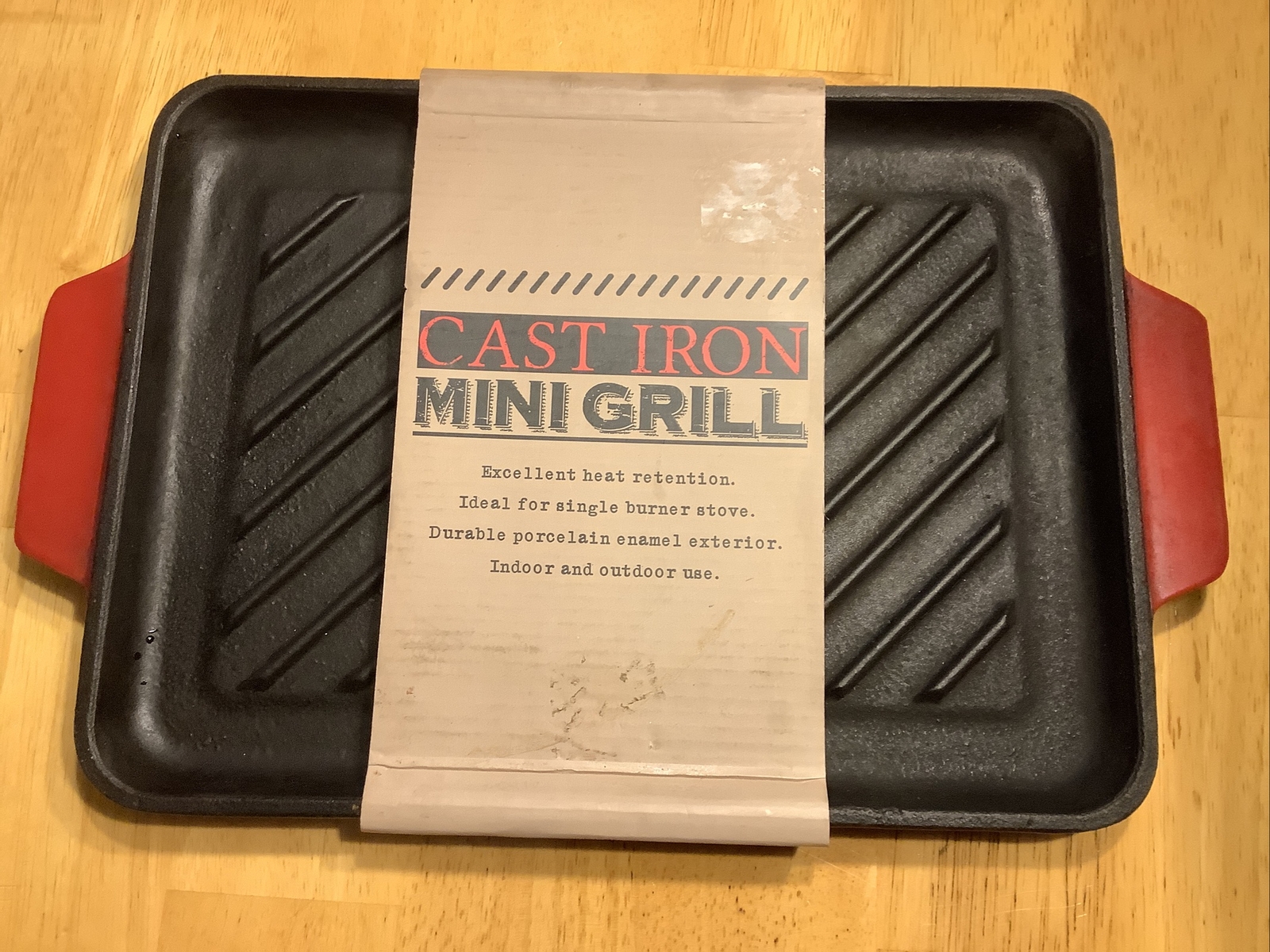 Cast Iron Red Enamel Mini Grill