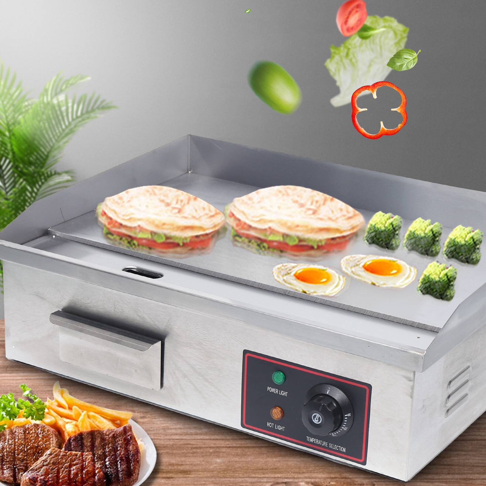 1.6KW 110v Portable Tabletop Flat Top Grill Electric Griddle Outdoor BBQ Camping
