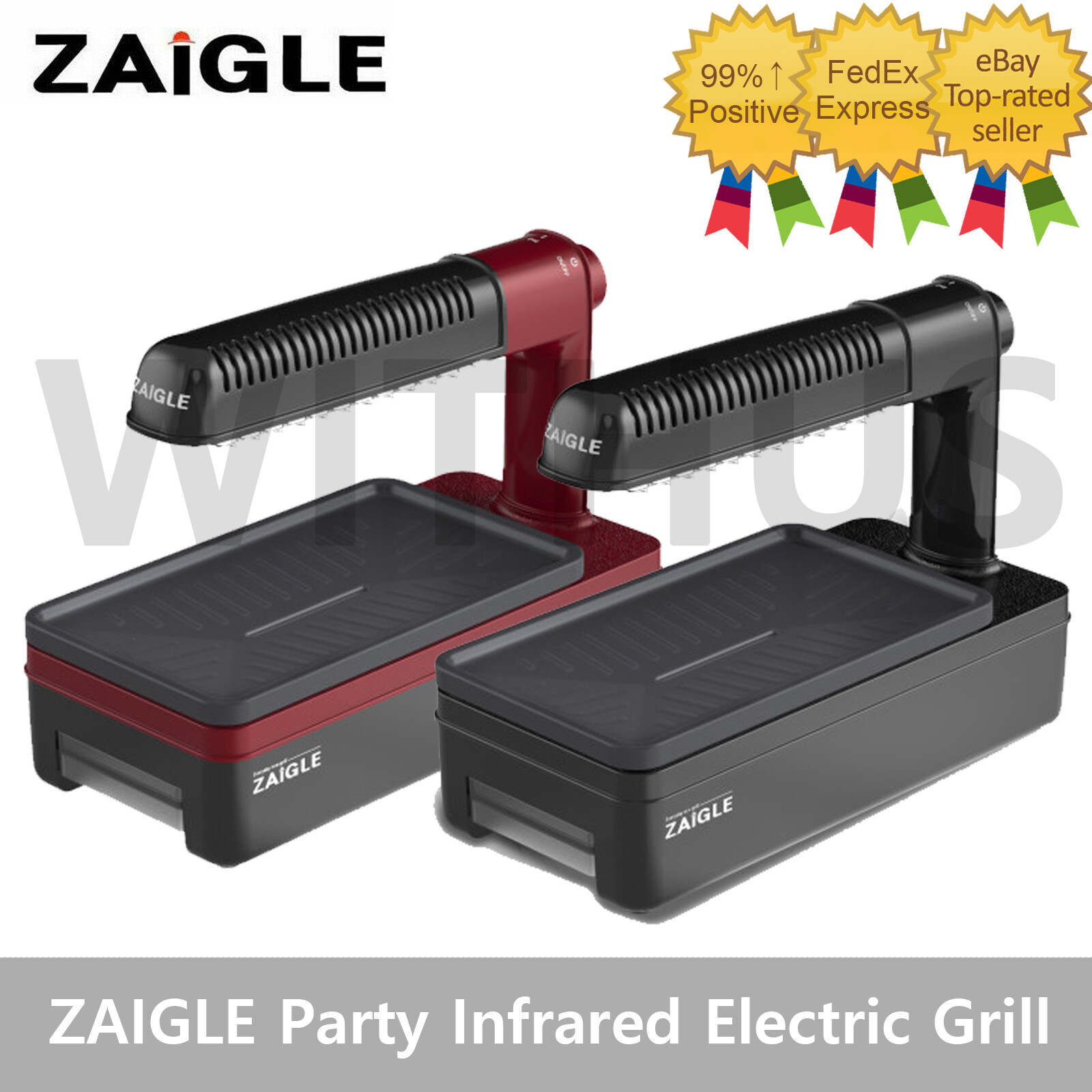 ZAIGLE Party Infrared Electric Grill Smokeless Grill BBQ Party 220V – Black/Red