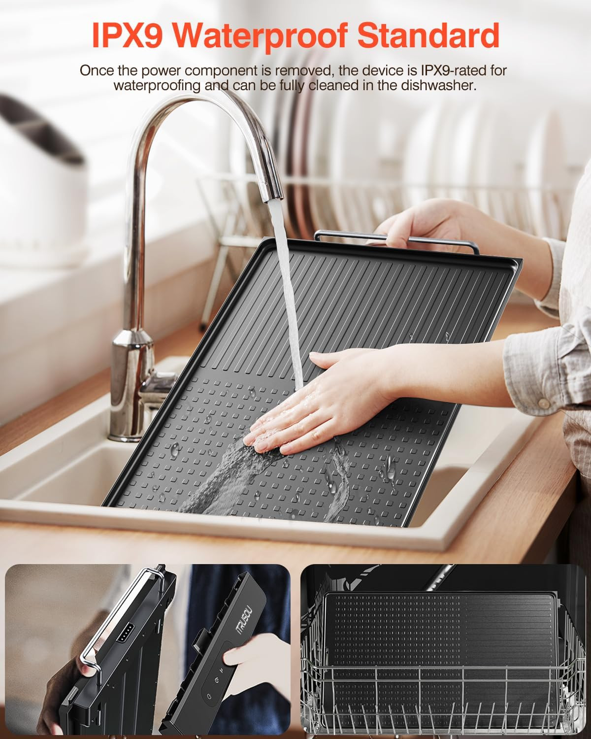 2025 Smart Electric Griddle, Detachable Touch Panel, IPX9 Waterproof, Dishwasher