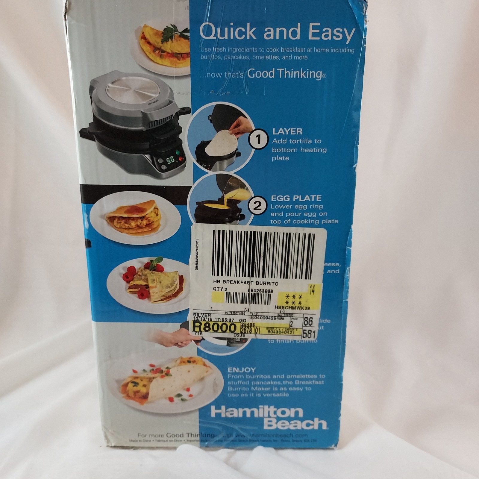 Hamilton Beach Breakfast Burrito Maker 25495 Sealed – New In Box