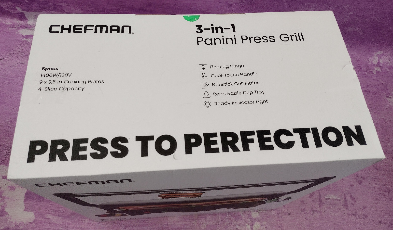 Indoor Panini Press Grill 3-in-1 Electric Chefman Opens Flat for Grilling NEW