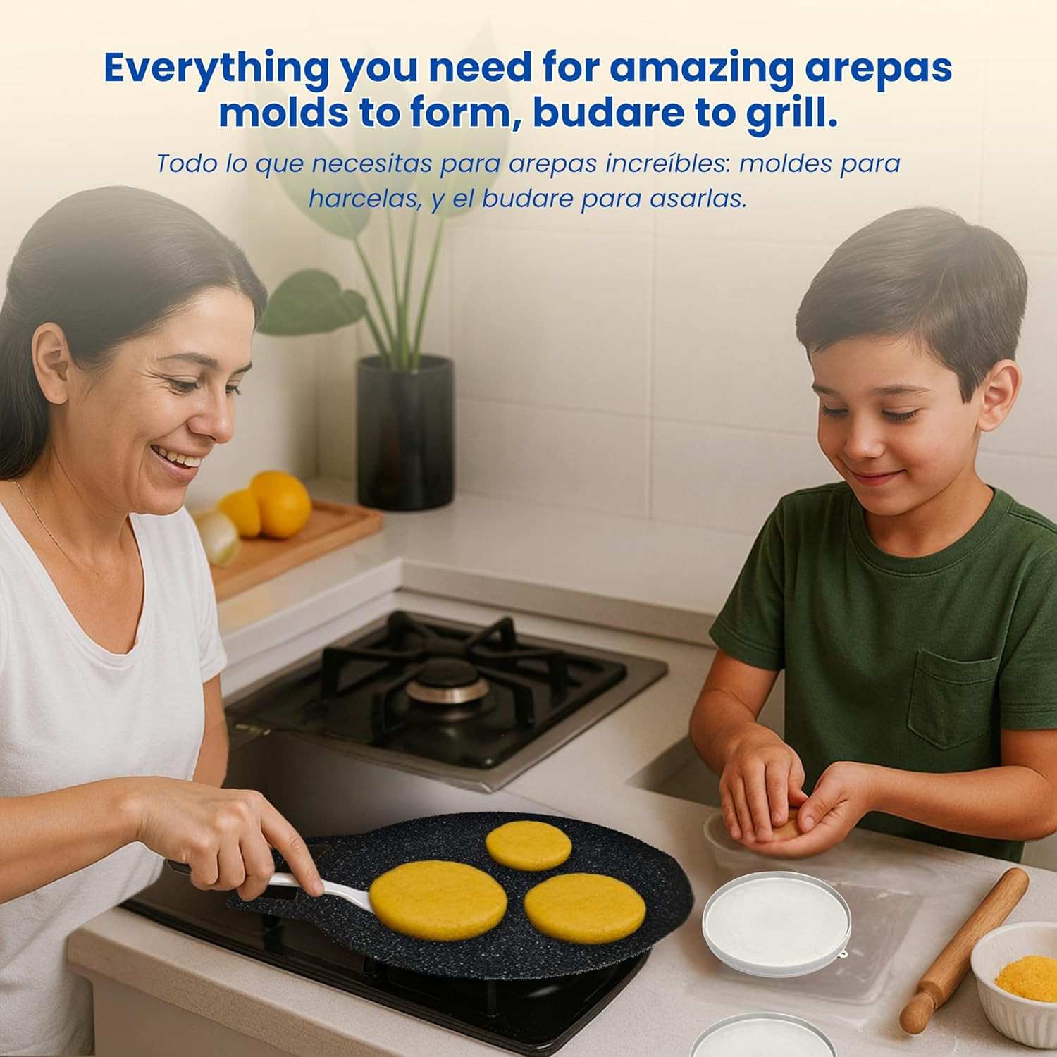 12″ Budare for Arepas (Thin) + Molde Para Arepas (5.9″, 4.3″, 3.1″) – Plancha Pa