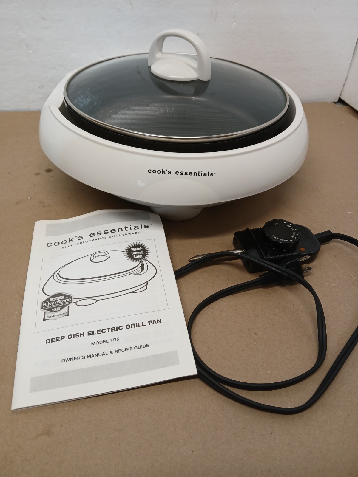 Cook’s Essentials FR5 Deep Dish Electric Grill Pan 11″ Lid Manual Tested Works