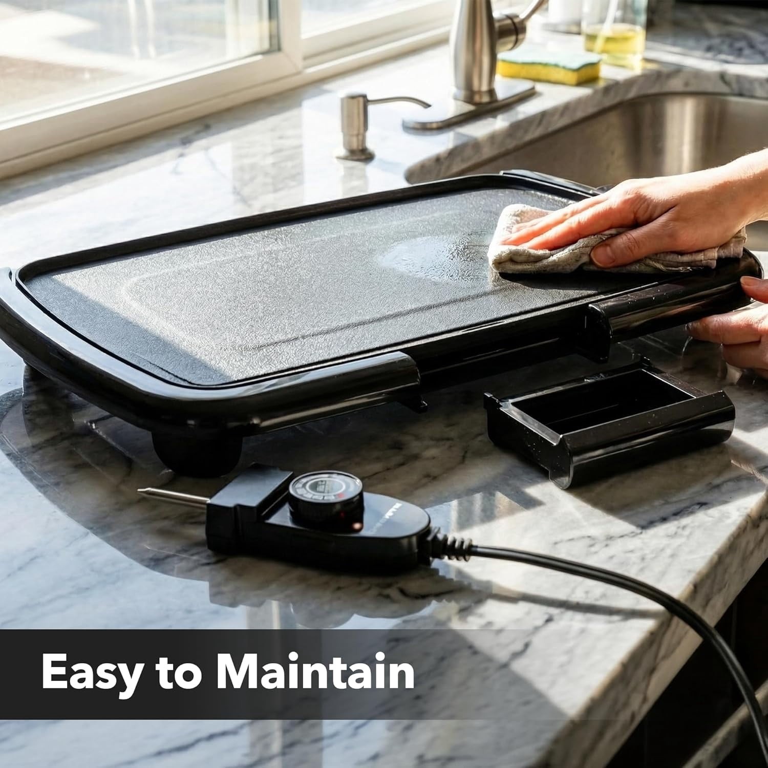 Electric Griddle W/ 16″ x 10″ Non-Stick Plate Blue GD1610LBL Removable &