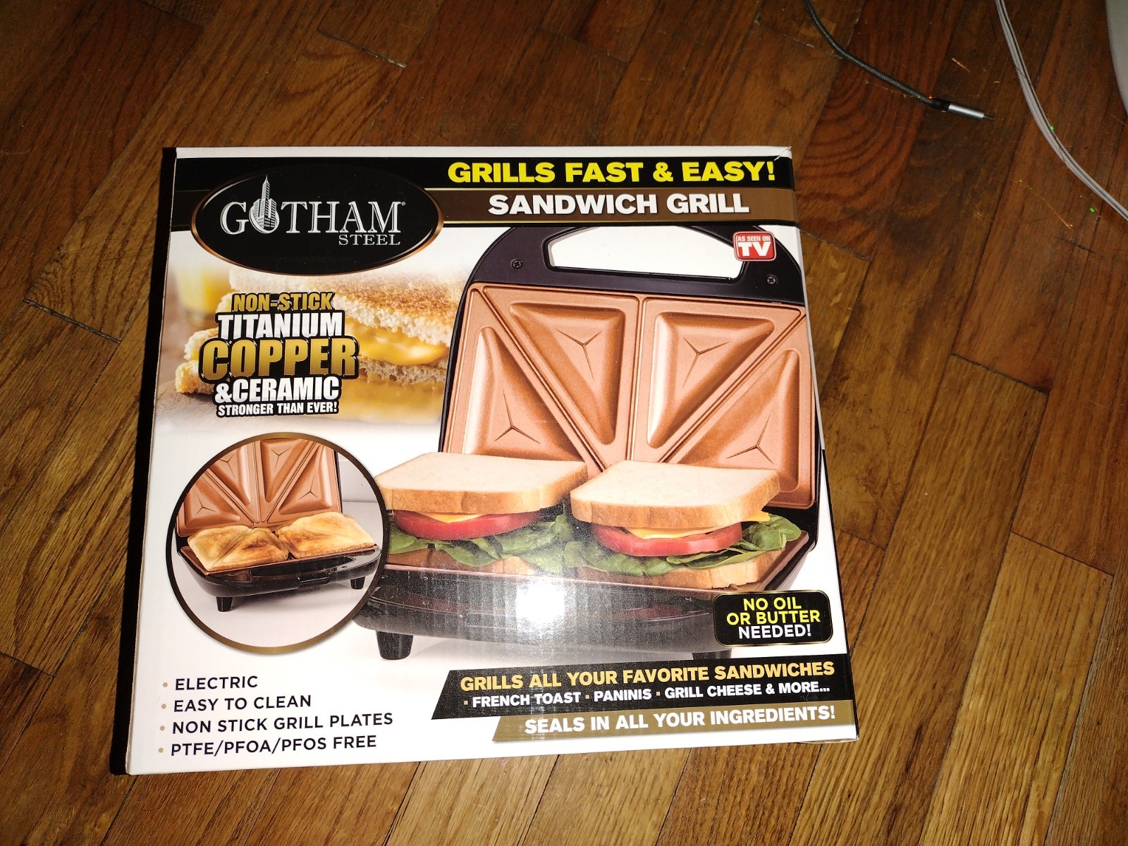 GOTHAM STEEL NON-STICK TITANIUM COPPER CERAMIC SANDWICH GRILL – NEW IN BOX