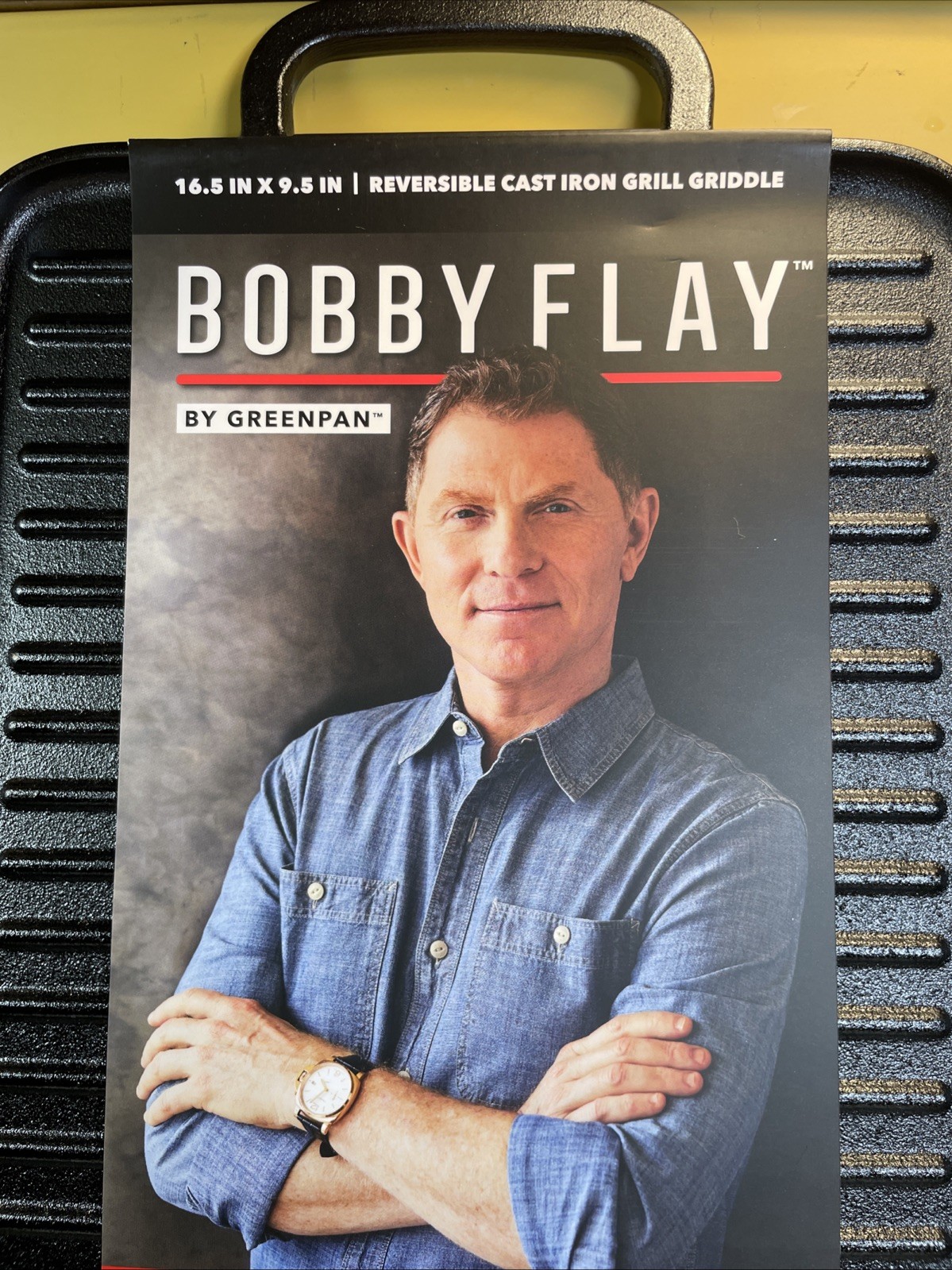 Bobby Flay Cast Iron Griddle Double Burner Reversible with Dual Handles