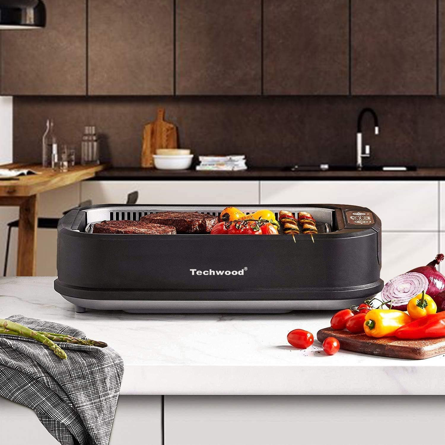 Indoor Grill Smokeless Grill, Electric Korean BBQ Grill with Glass Lid, Turbo Sm