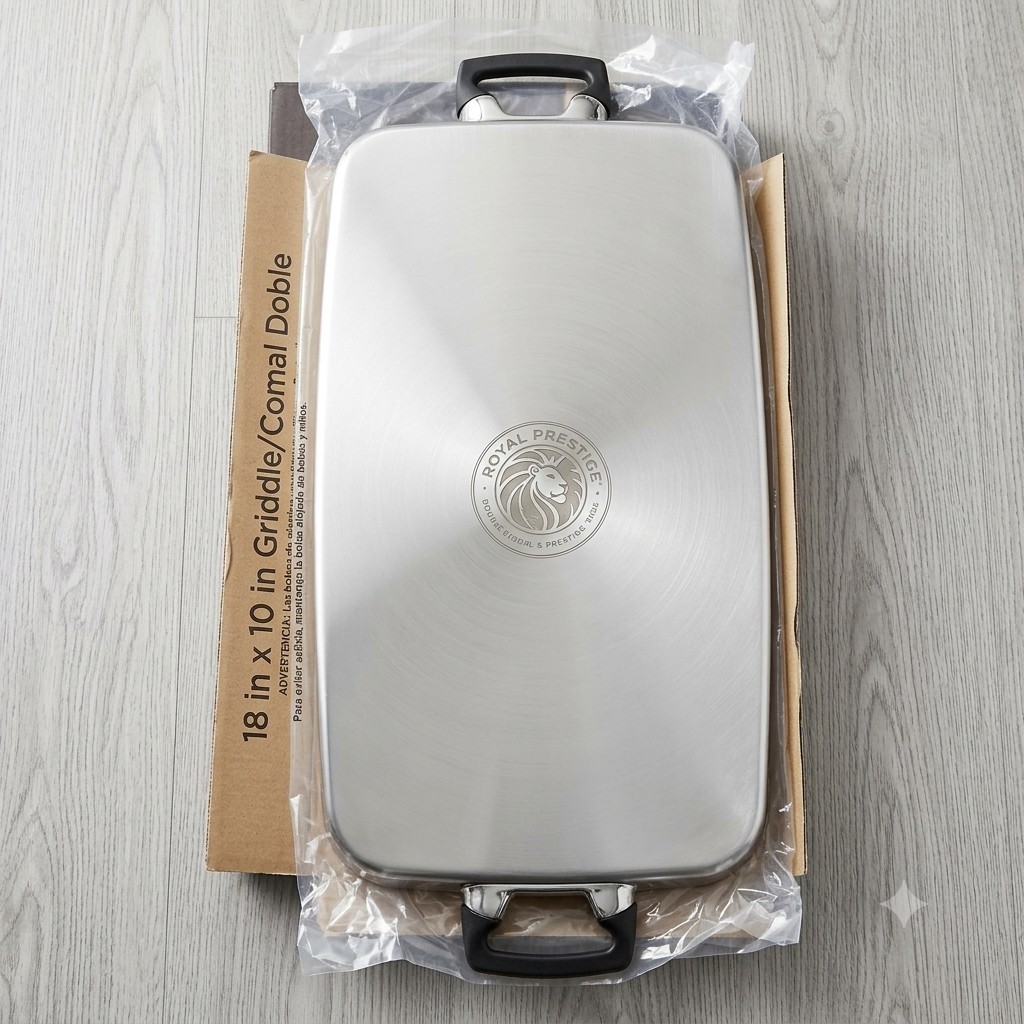 Royal Prestige Comal Doble Stainless Steel Double-Sided Griddle 18×10″