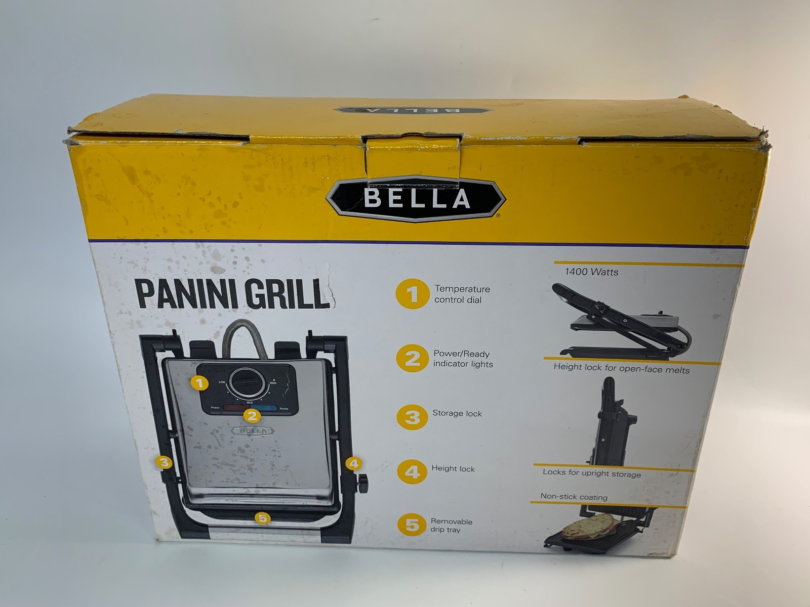 Bella Panini Grill Press & Sandwich Maker GH-815 Electric w/ Box