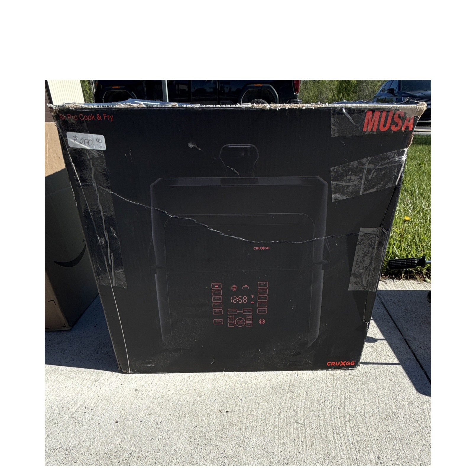 CRUXGG Pro Cook & Fry 1800W Electric Contact Grill & Air Fryer, Black
