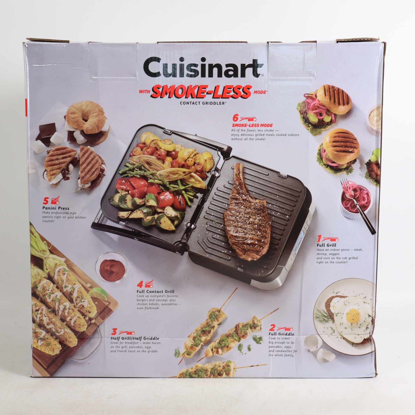 Cuisinart Smokeless Contact Griddler Indoor Grill Panini Press GR-6S