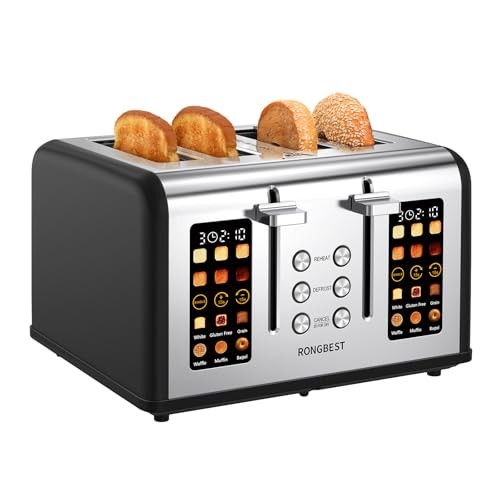 4 Slice Touch Screen Toaster, Easy-to-Use Digital Stainless T-86R-BK, Black