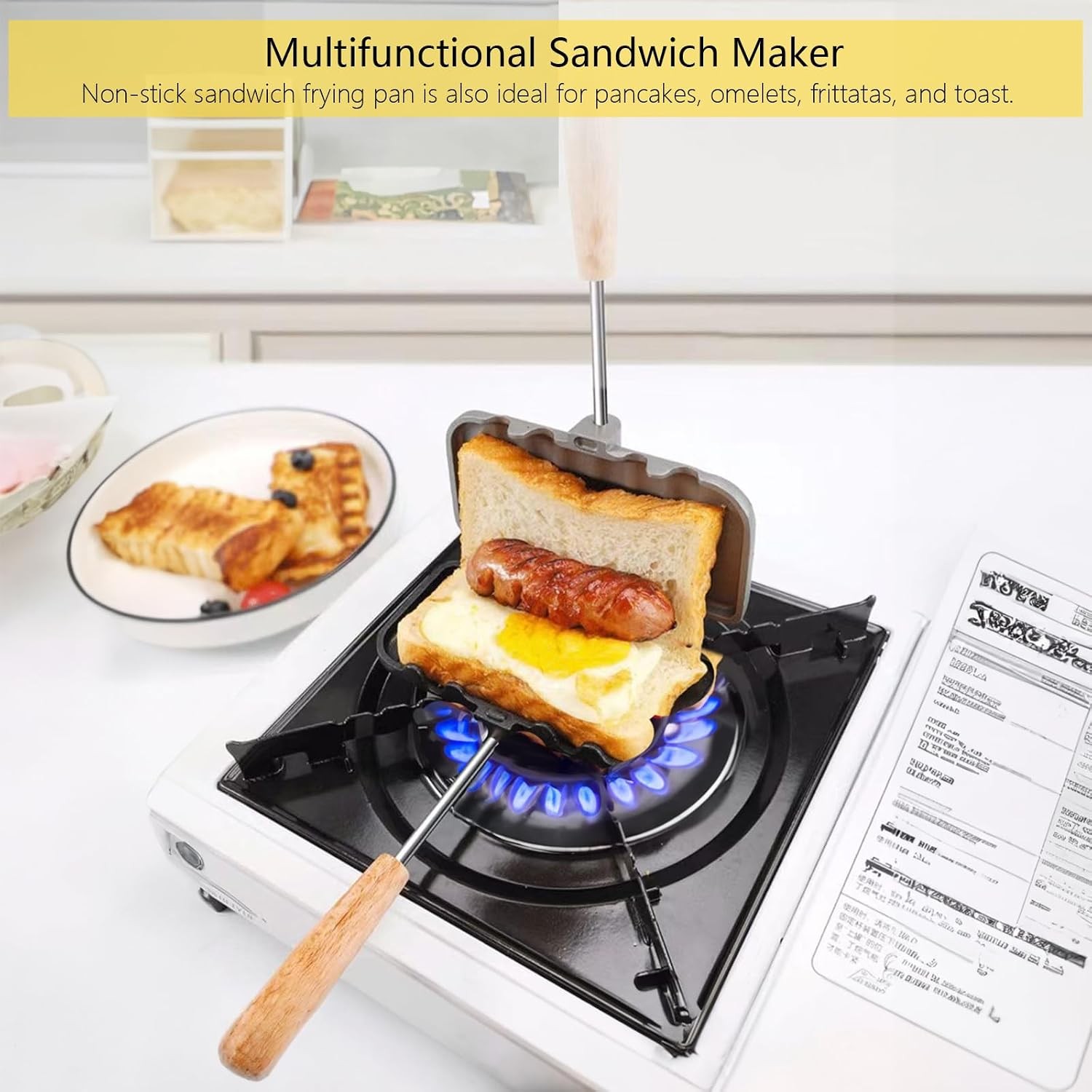 Double Sided Hot Sandwich Maker Non Stick Pan Grill Press Sandwich Toaster
