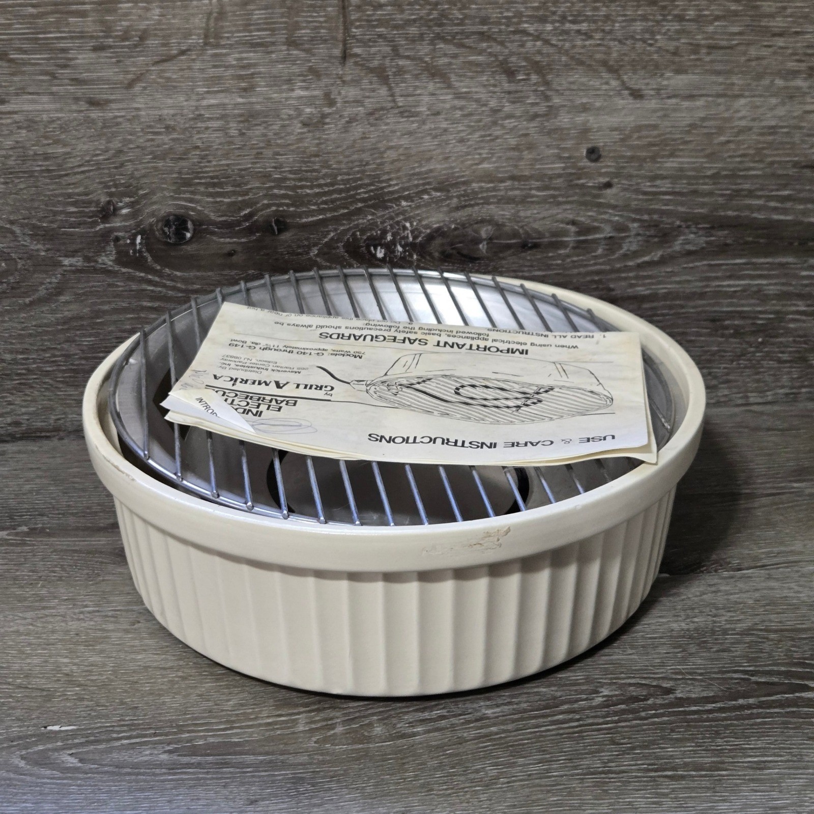 Grill America G-140 Indoor Electric Barbecue 11.5in Cream Ceramic Tested
