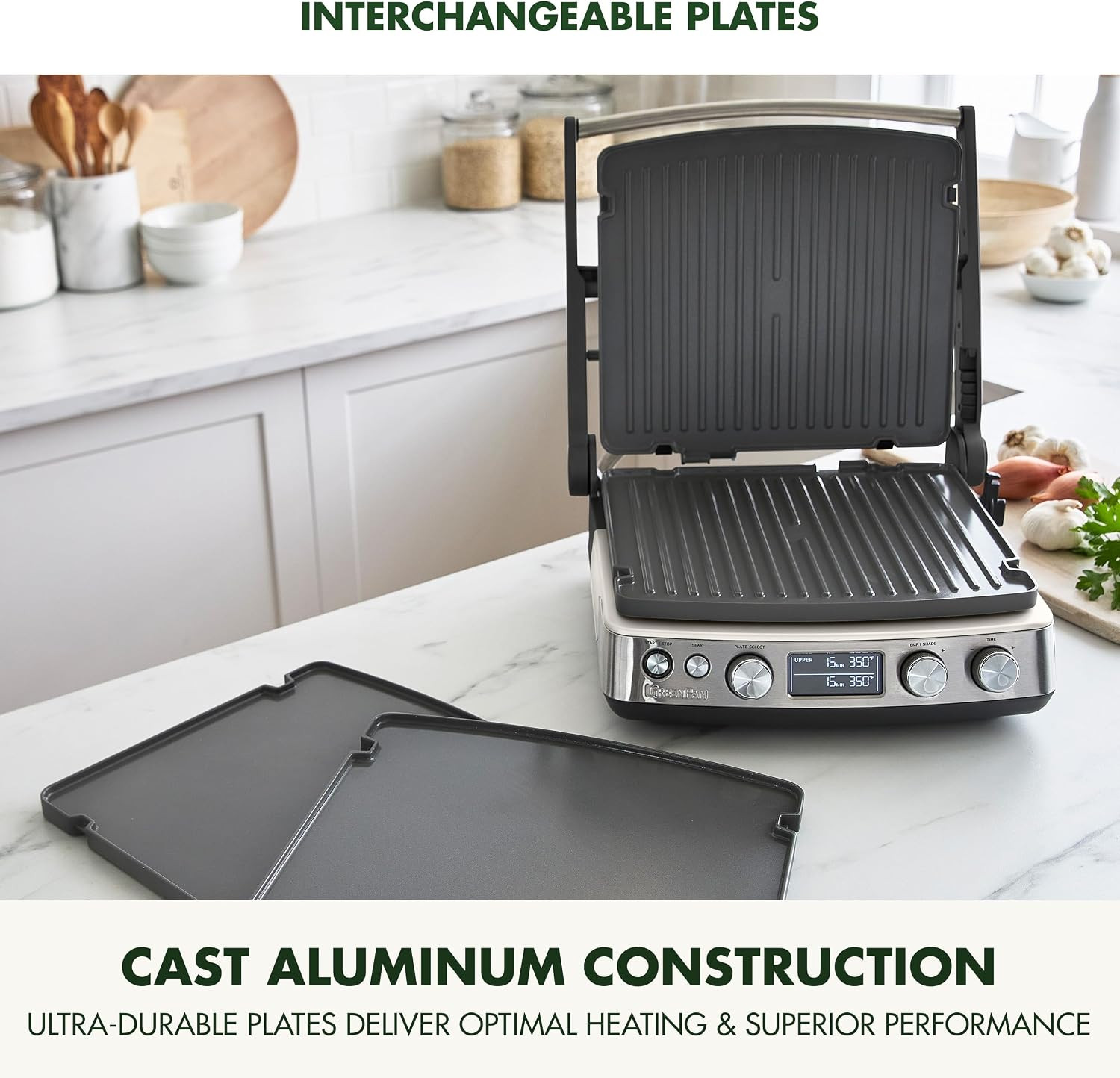 Greenpan Elite 7-In-1 Multi-Function Contact Grill & Griddle, Healthy Ceramic No