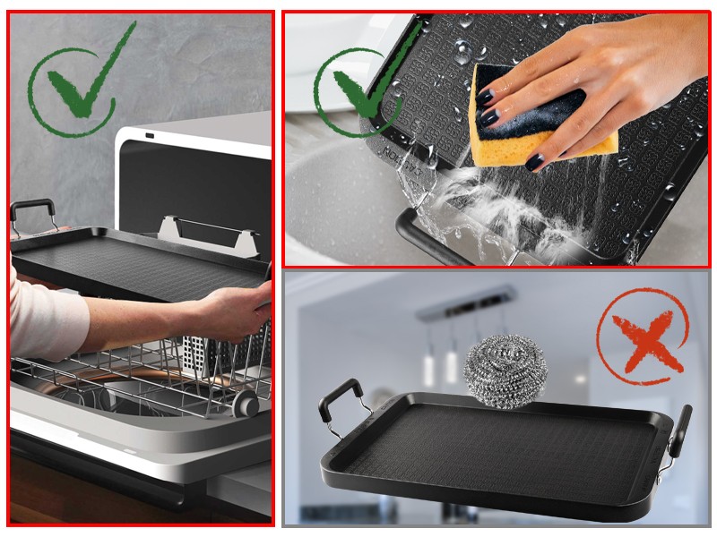 2-Burner Griddle Pan with Glass Lid – Nonstick Stovetop Griddle for Gas & Glass
