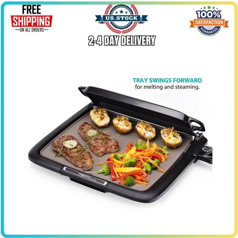 Presto Ceramic Nonstick Electric Griddle With Warming Tray