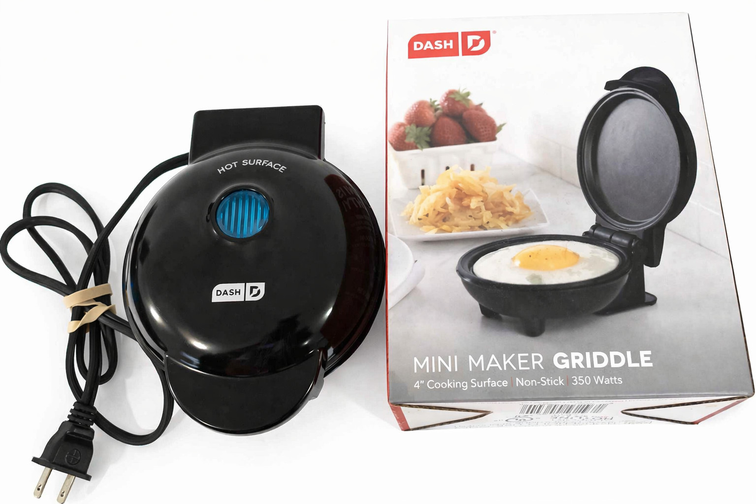 Dash Compact Mini Maker Griddle 4” Nonstick Cooking Surface Plug In 350 Watts