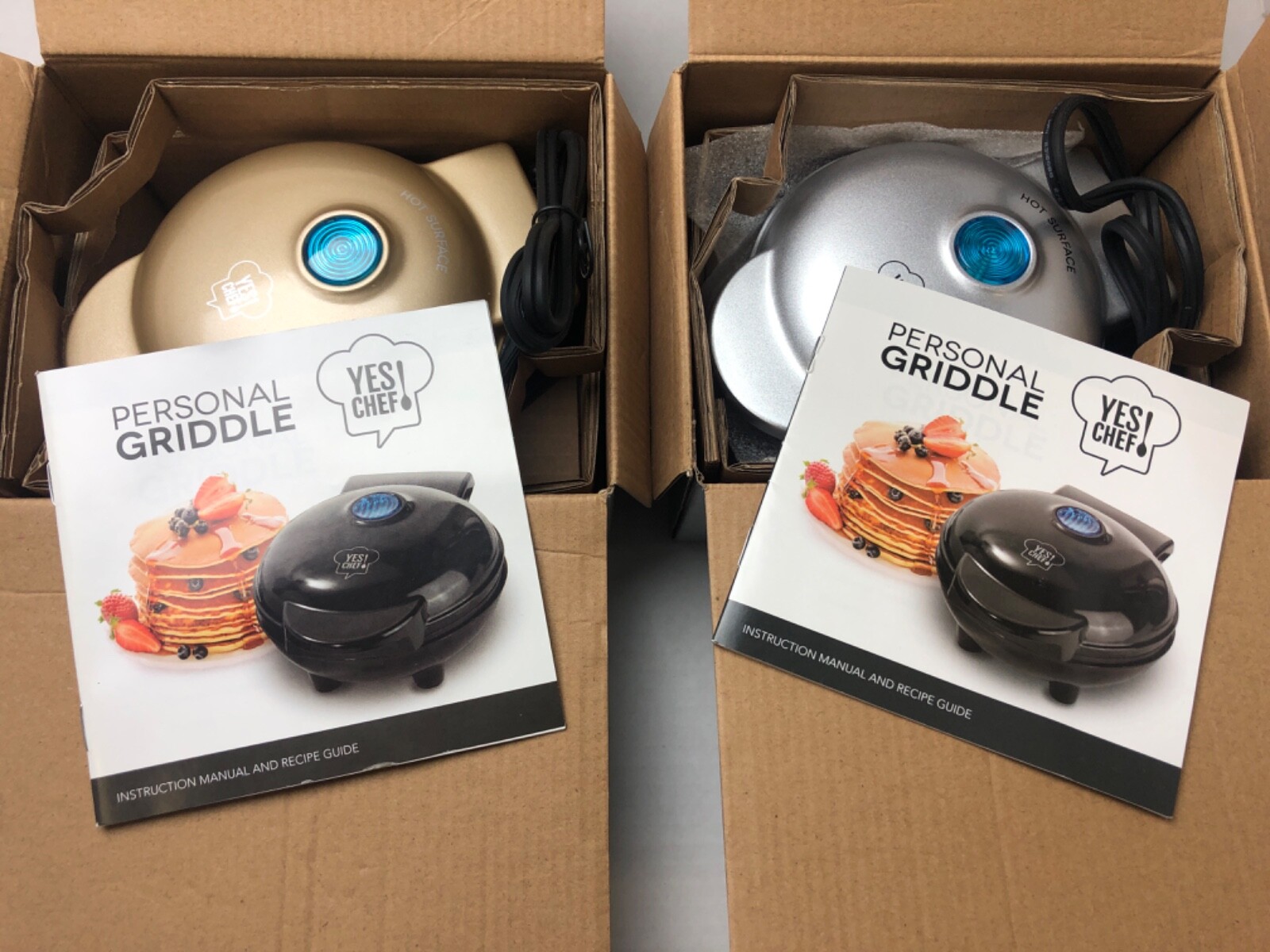 Yes Chef Personal Griddle Single Serve Pancake Mini Maker Portable Press Set 2
