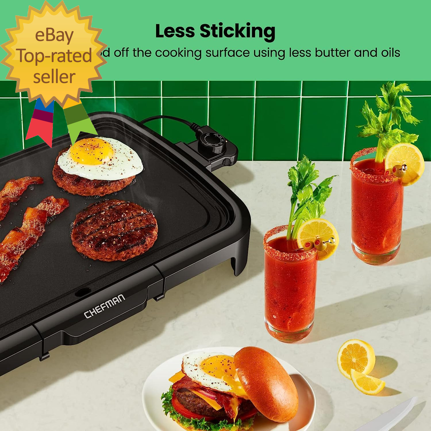 XL Electric Griddle with Removable Temperature Control Immersible Flat Top Grill