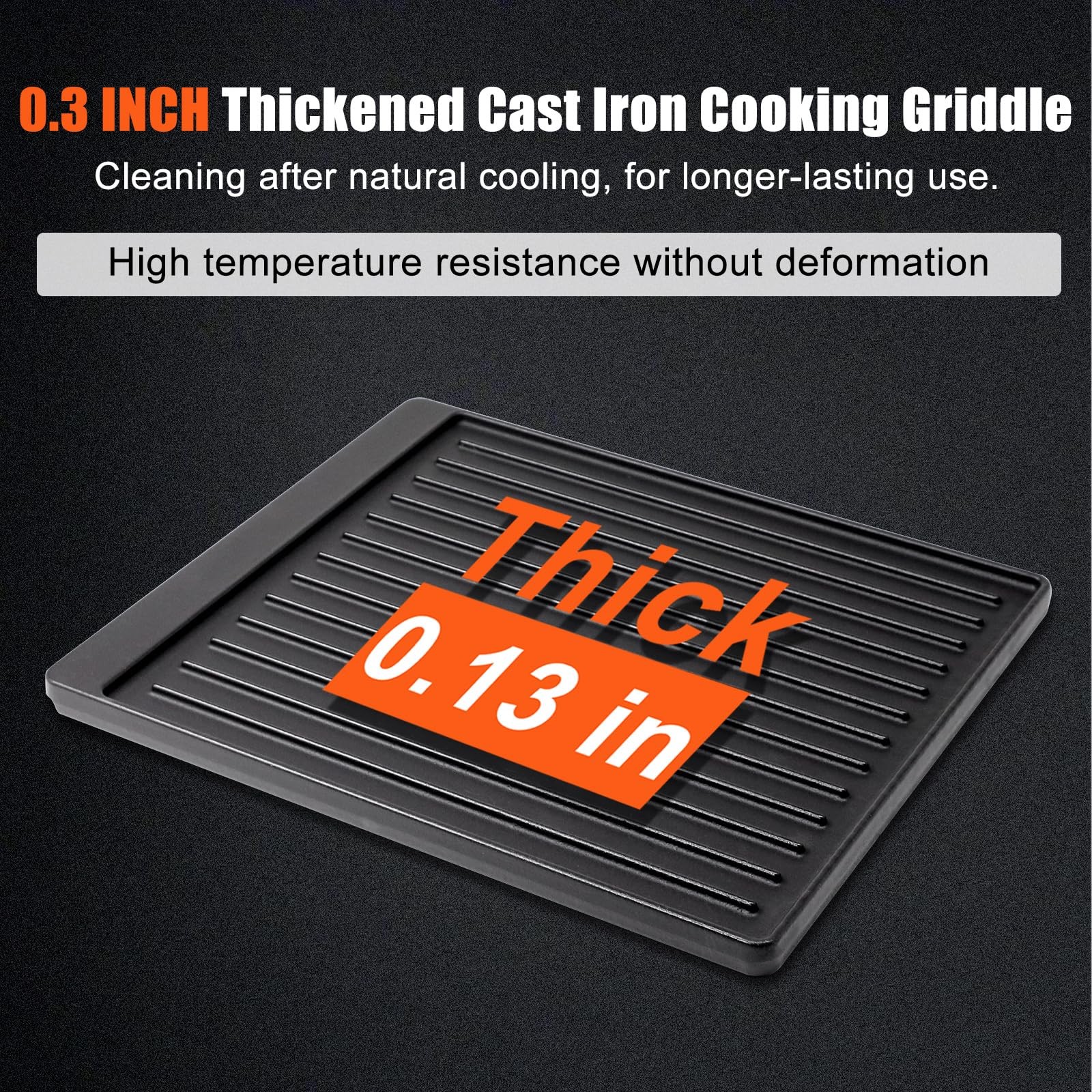 2in1 Reversible PreSeasoned Cast Iron Flat Griddle Top Plate 14×16 Inch