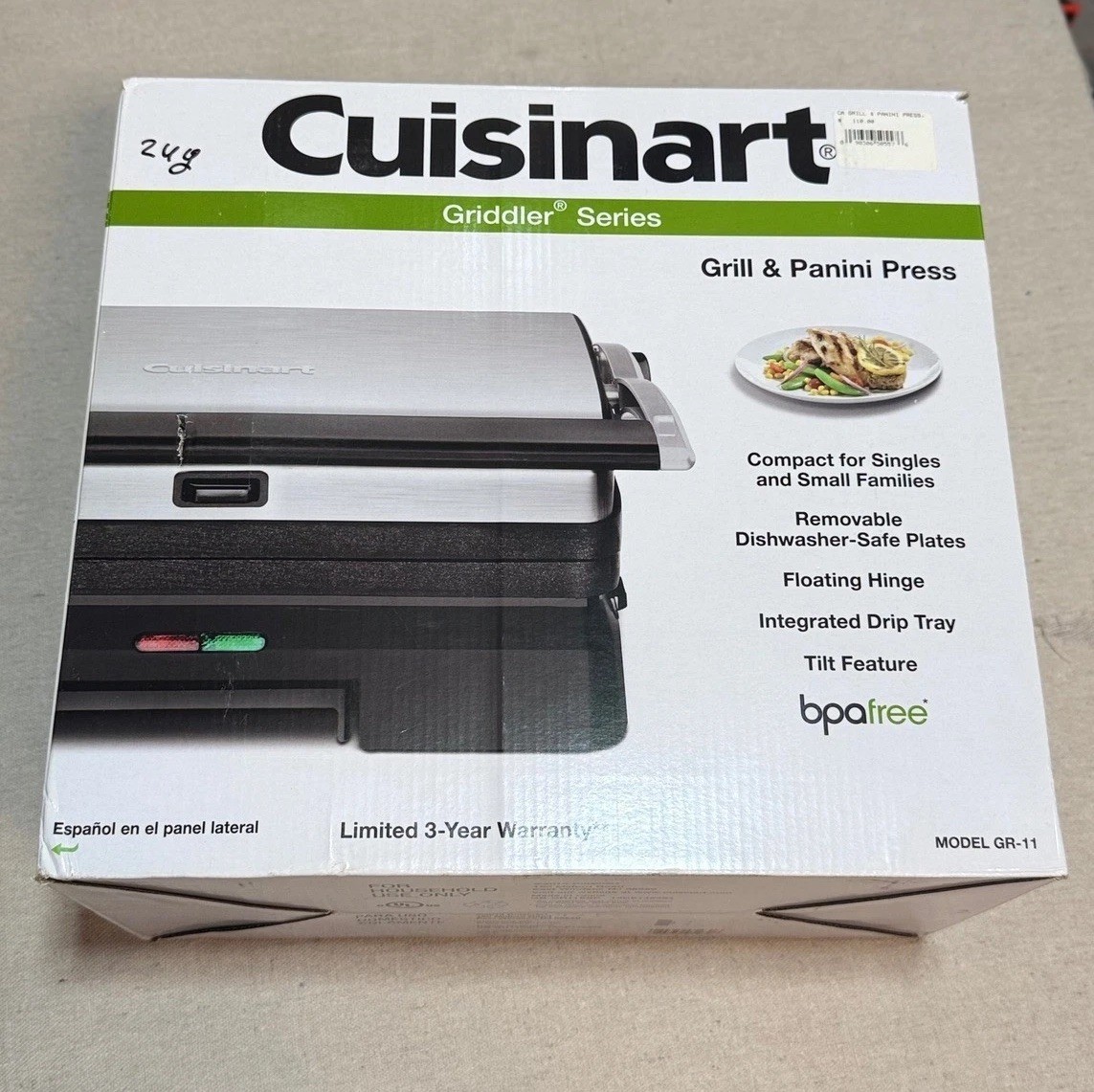 Cuisinart Grill & Panini Press GR-11 Griddler Series Silver Stainless Steel