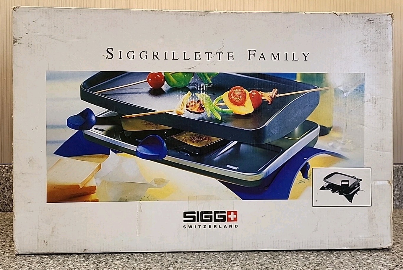 EUROPEAN VOLTAGE! 230V 1250W SIGG Grillette Family Electric Grill Cast Iron Top