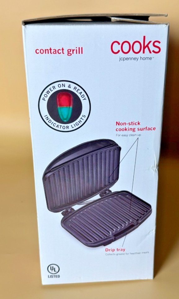 Cooks JCPenney Home Contact Grill Indoor Electric Grill Non-Stick New Open Box