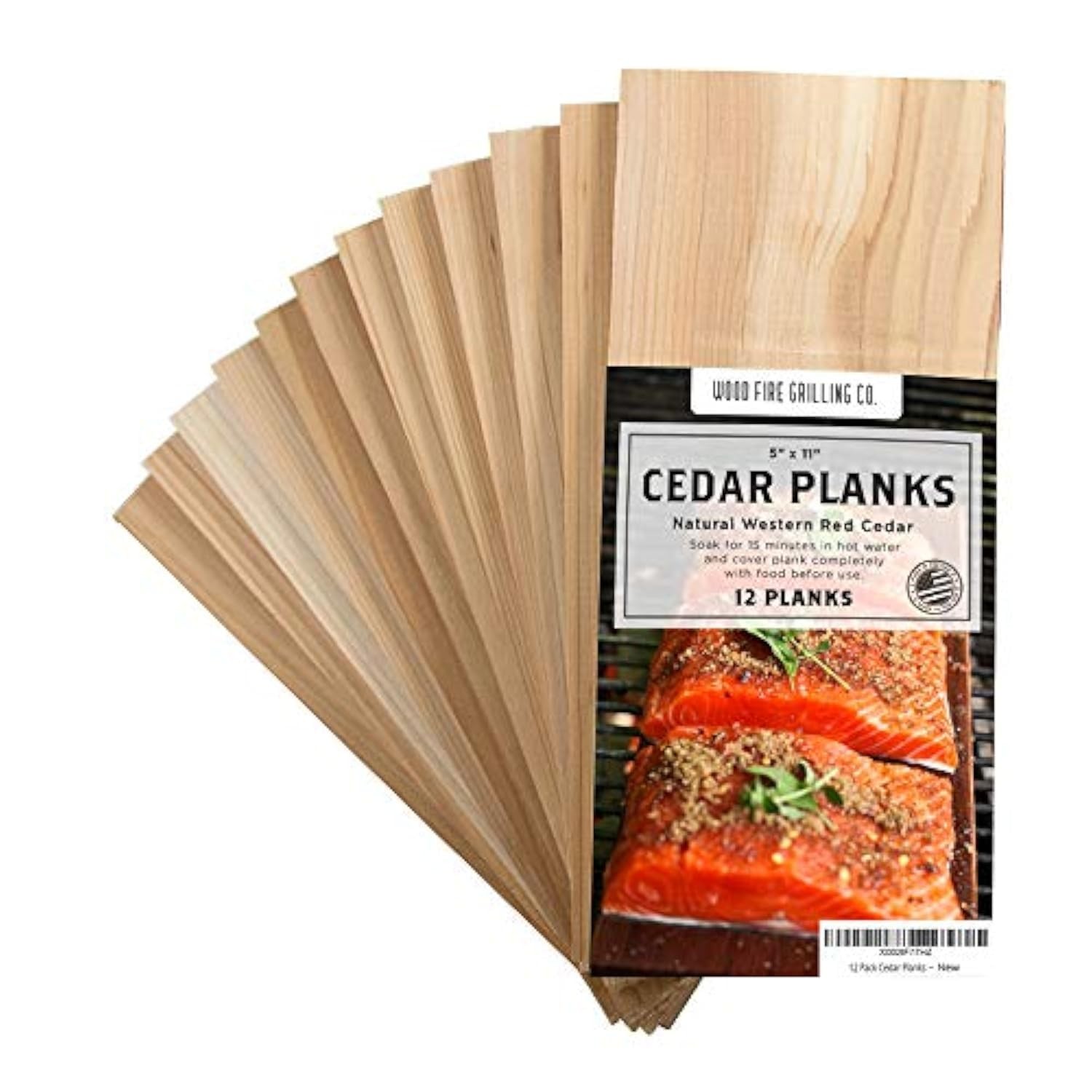 Wood Fire 12-Pack Cedar Grilling Planks for Salmon, Beef & More – 5×11,