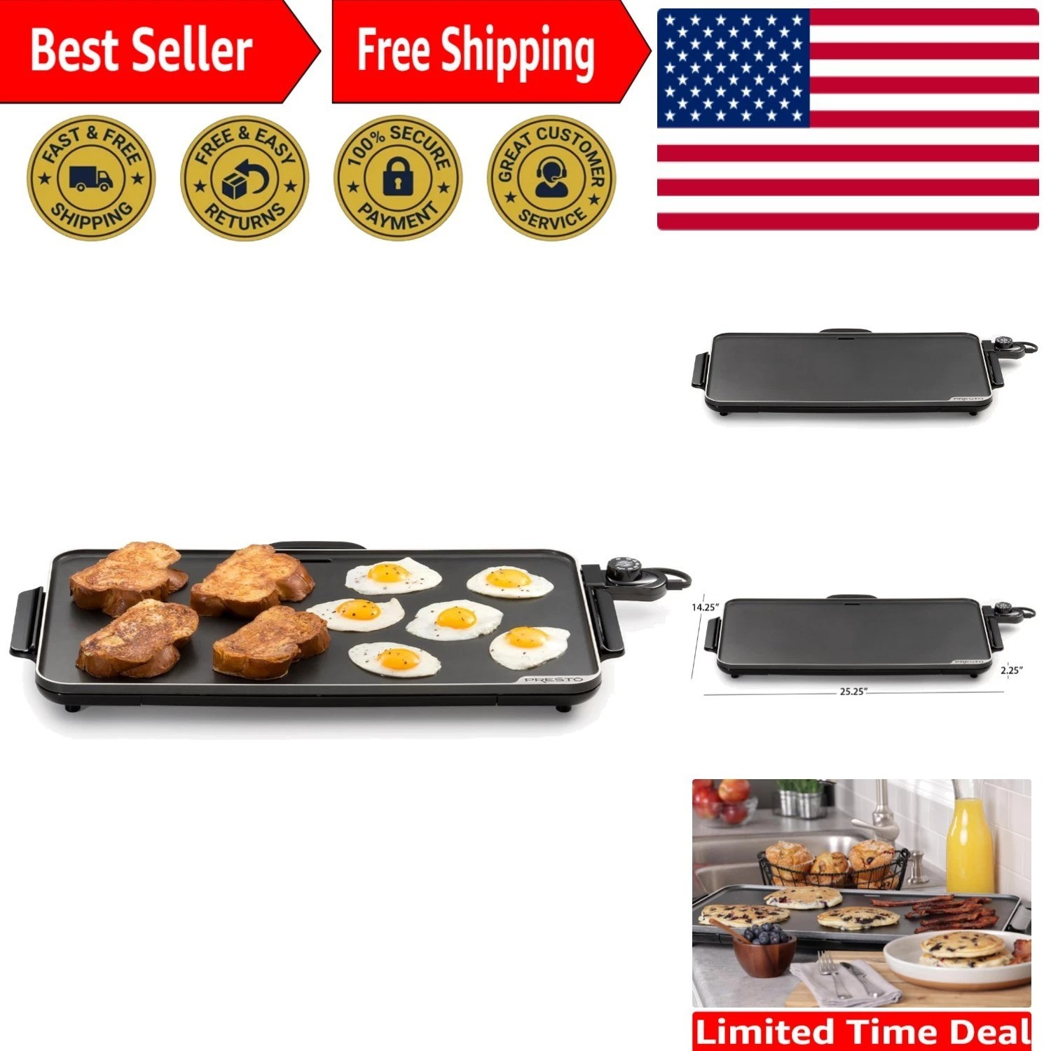22×13 Inch Extra Large Nonstick Griddle – PFAS Free & Family-Friendly Cooking