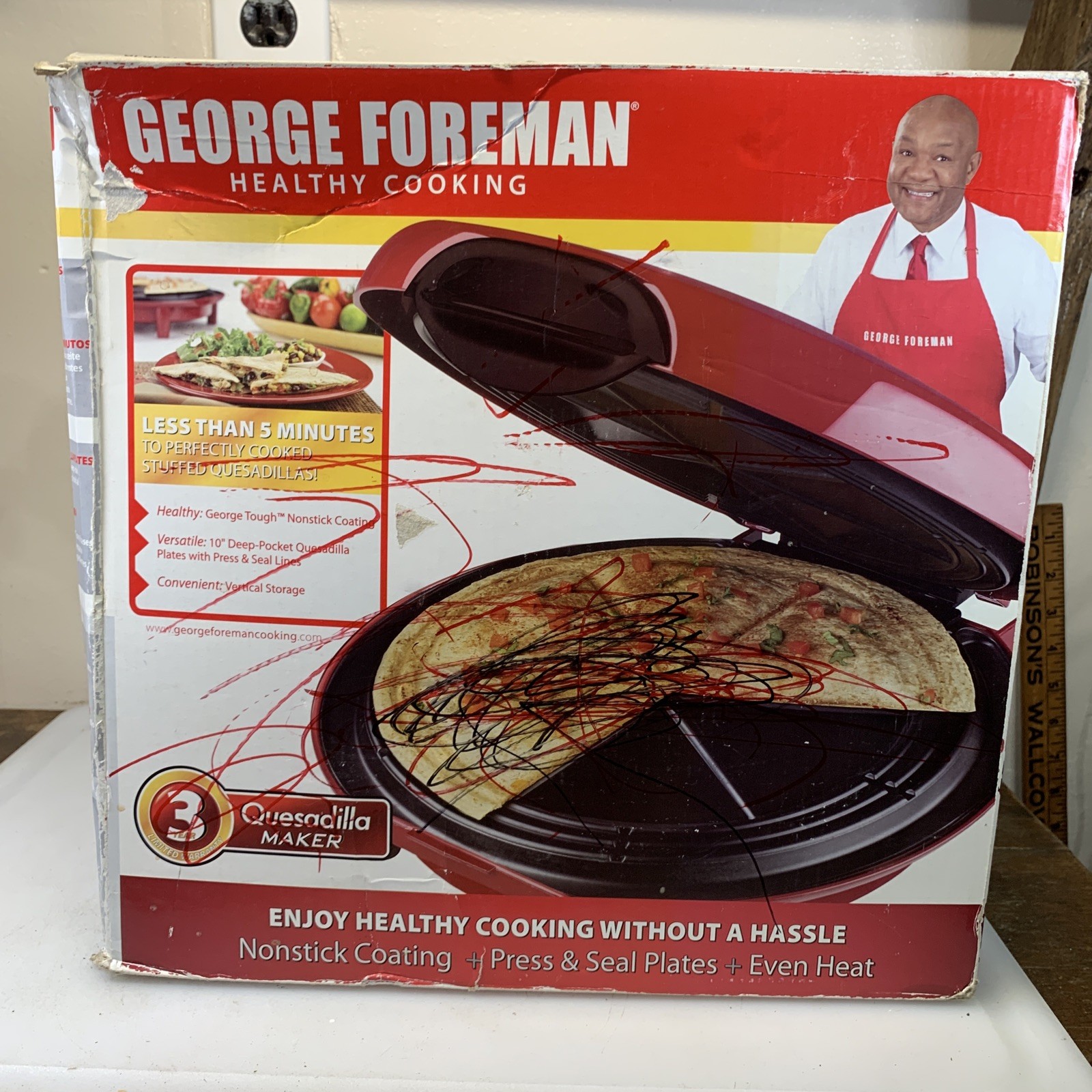 GEORGE FOREMAN ELECTRIC QUESADILLA MAKER RED GFQ001