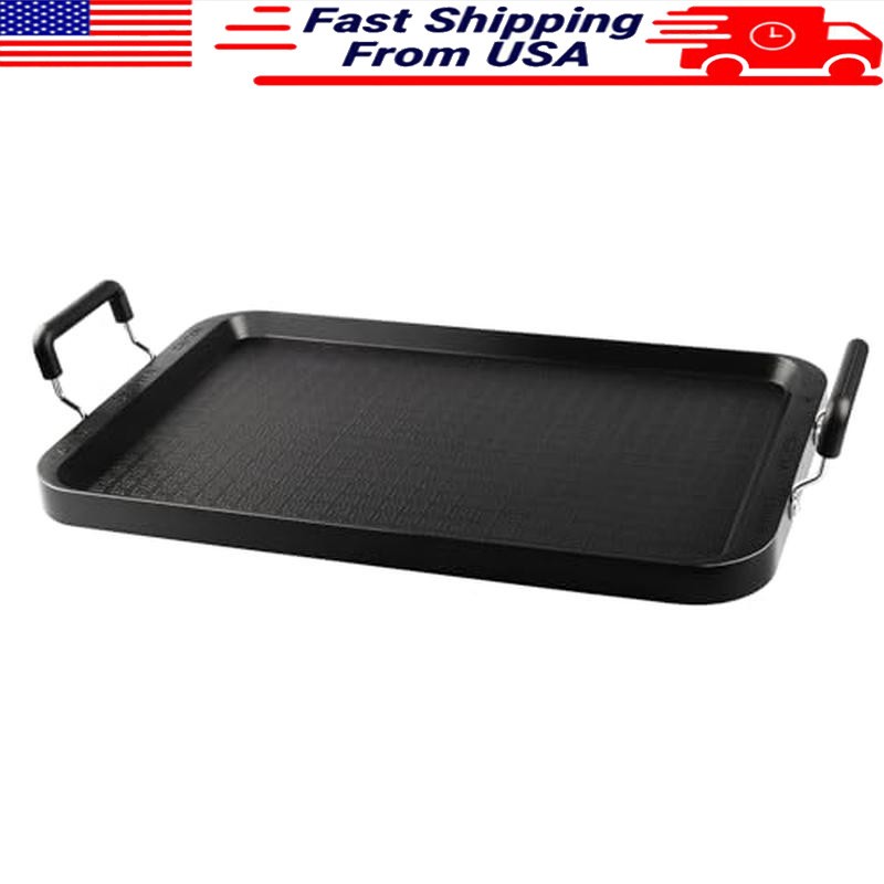 Non-Stick Aluminum Griddle 17 Inch Outdoor Camping Griddle Pan Stovetop 2 Handle