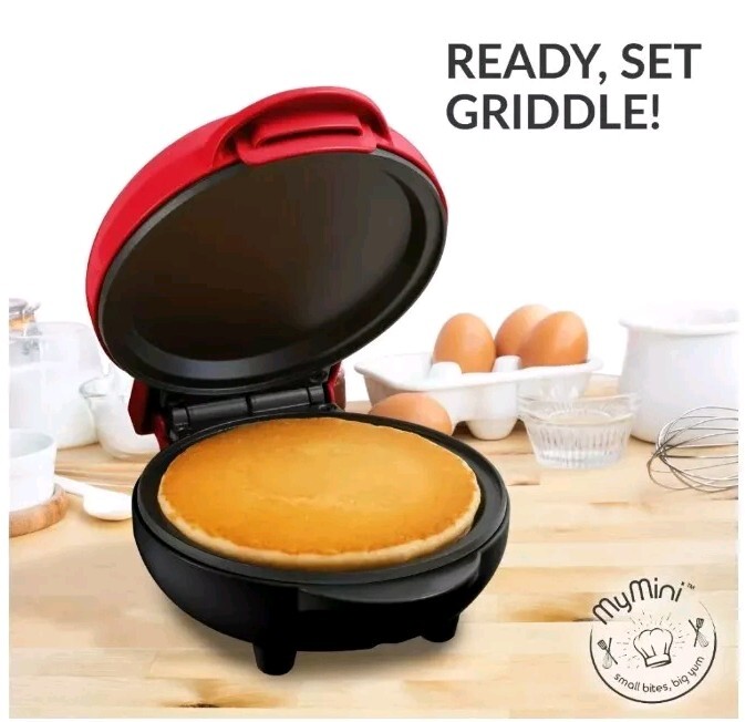 MyMini Personal Electric 5″ Griddle Plate 550 Watts Non-Stick #NIB Red In Color