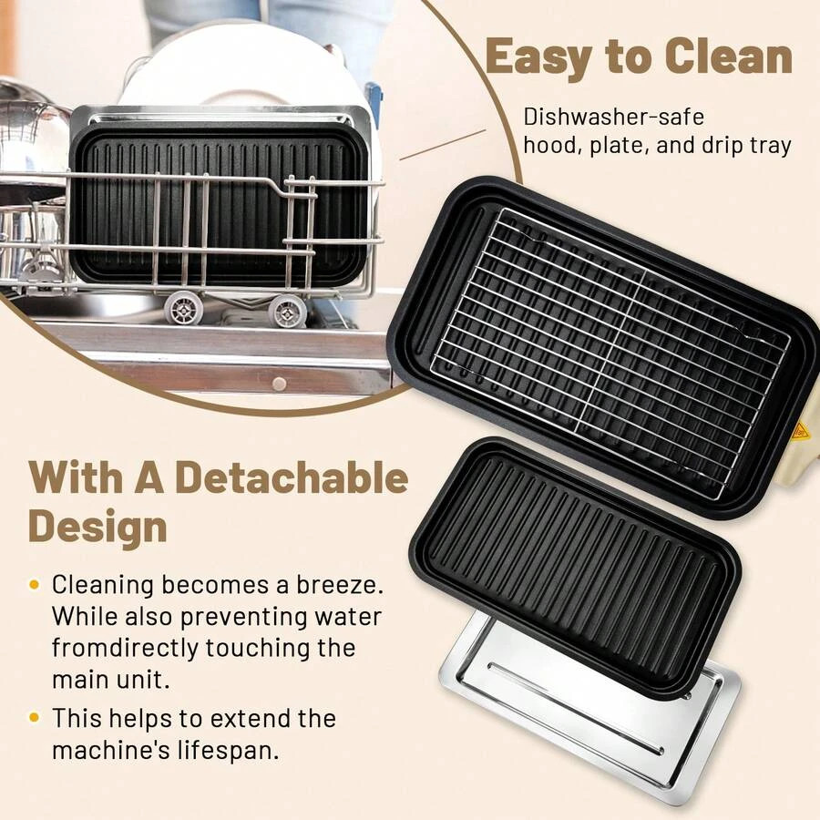 1700W Electric Indoor Grill 2-In-1 Griddle Removable Plates Non-Stick