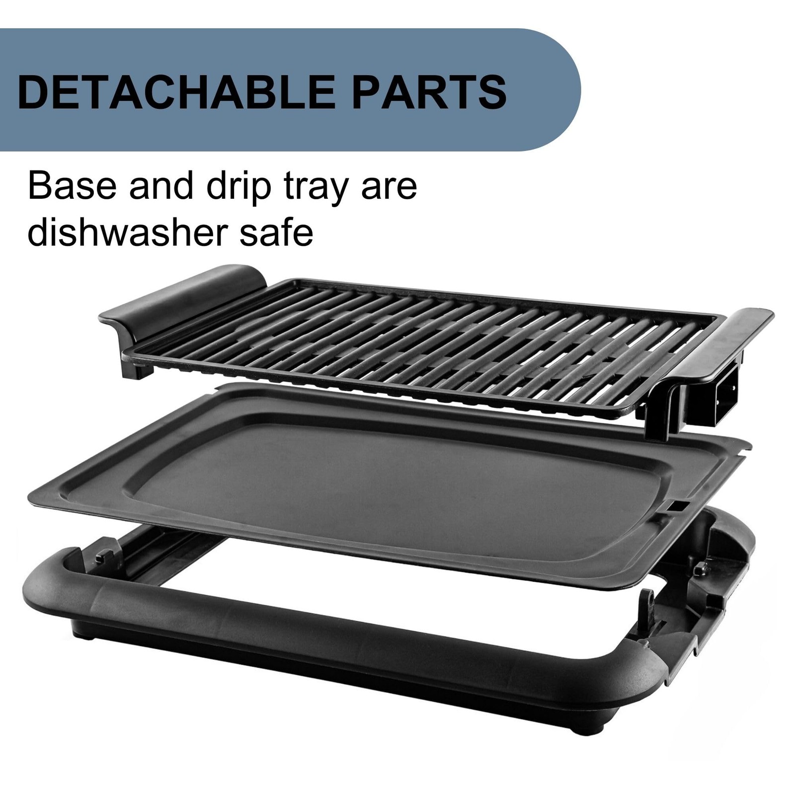OVENTE Electric Indoor Grill 15×10 Inch Non-Stick Plate Black GD1510NLB