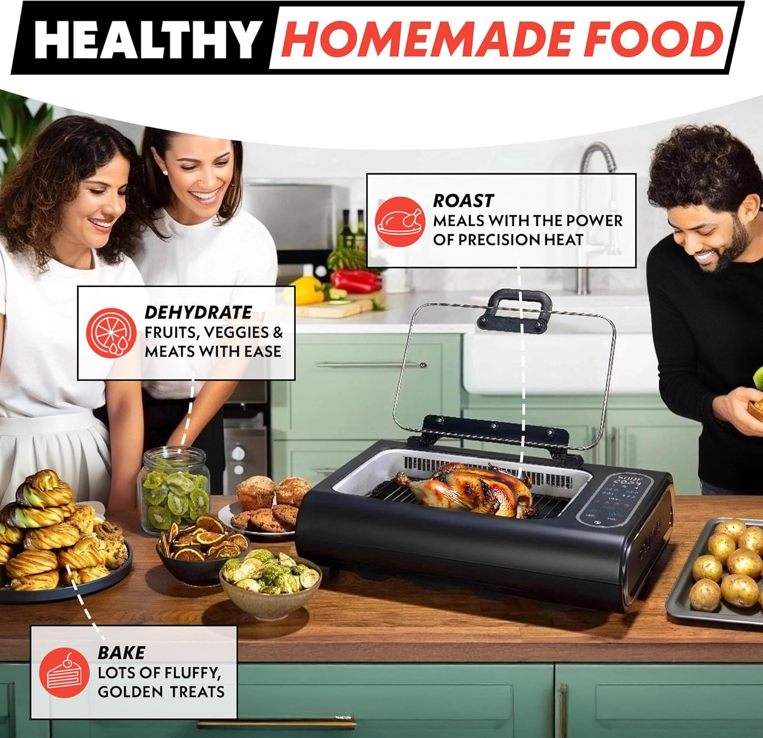 Gourmia Smokeless Indoor Grill & Air Fryer with Recipe Book – Electric Grill for