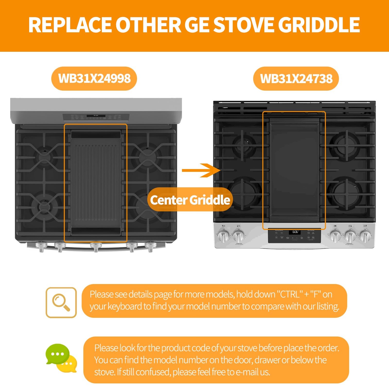 Atgestore Upgraded Wb31X24738 Griddle Replacement Parts For Ge Gas Stove Parts