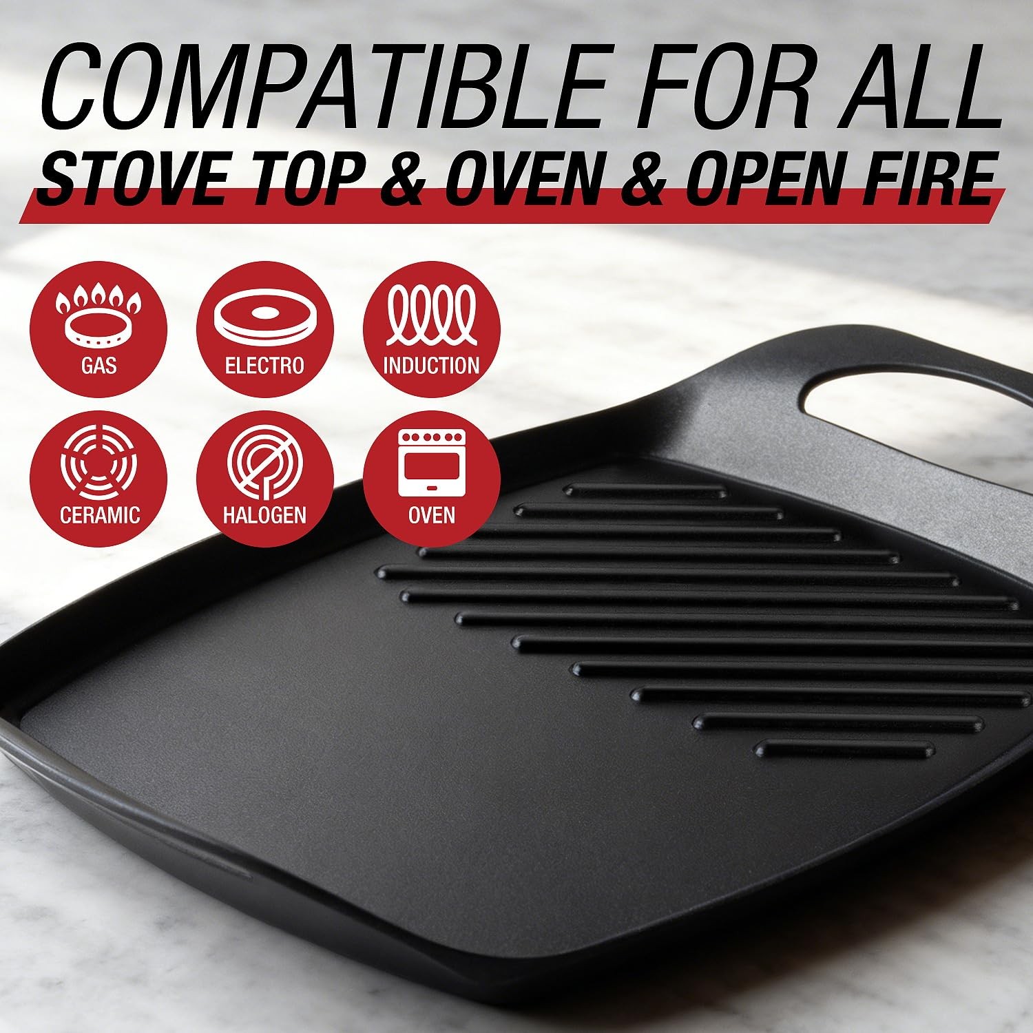 Stove Top Griddle, 17″X11″ Nonstick 2 in 1 Grill Plate/Griddle Pan for Indoor…