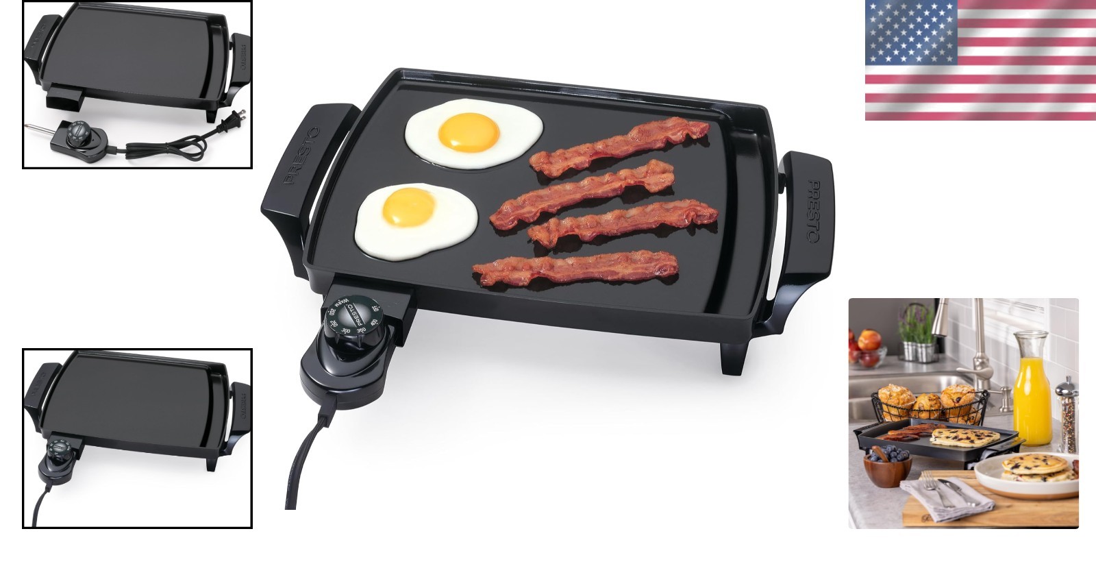 Effortless Cooking: 8.5”x10.5” Nonstick Griddle with Grease Management System