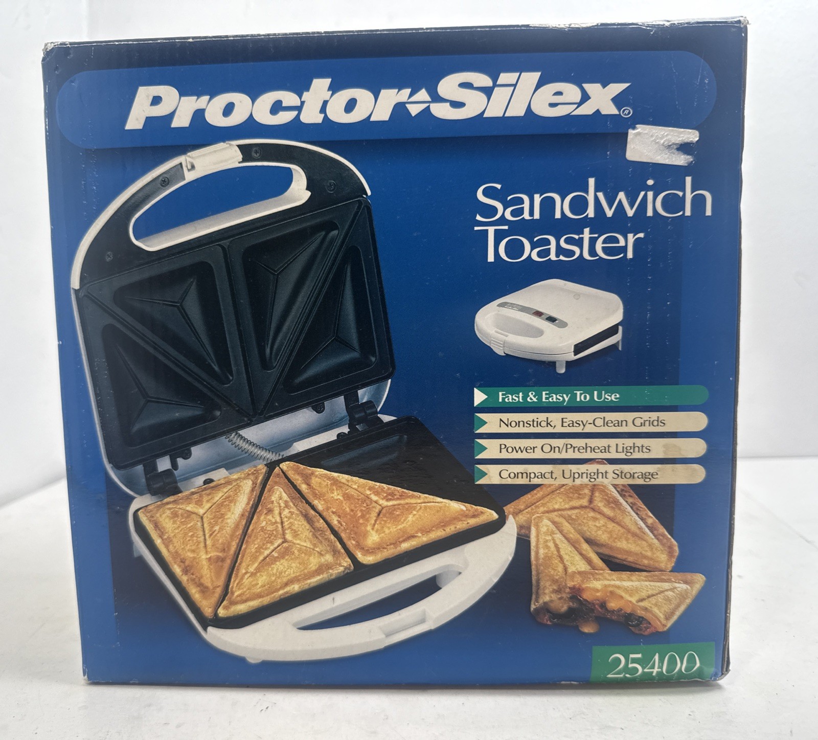 Proctor Silex Sandwich Toaster Nonstick Grids Press Meal Maker Model 25400 NEW