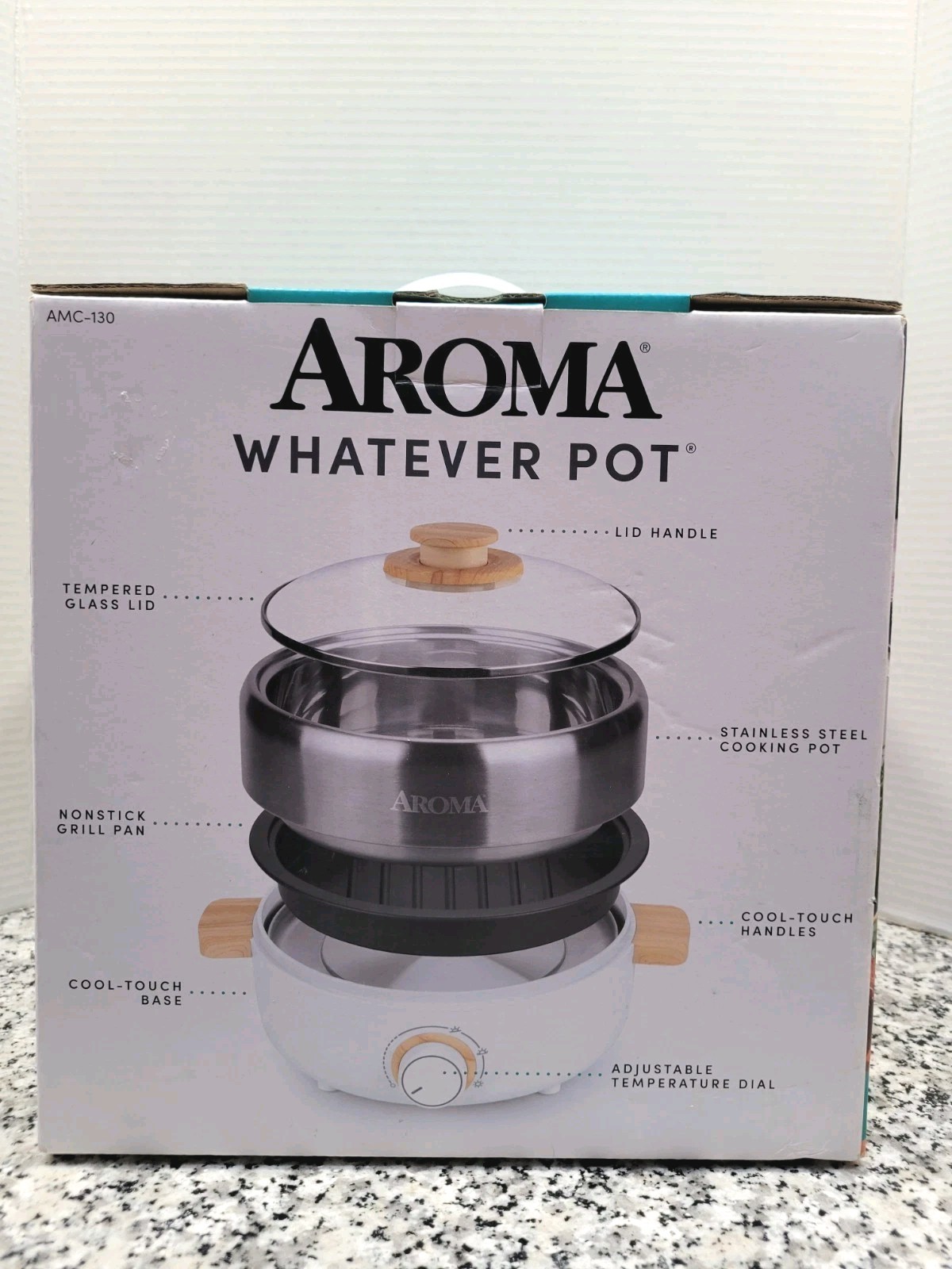 Aroma 2.5Qt. Whatever Pot Electric Hot Pot & Indoor Grill- White